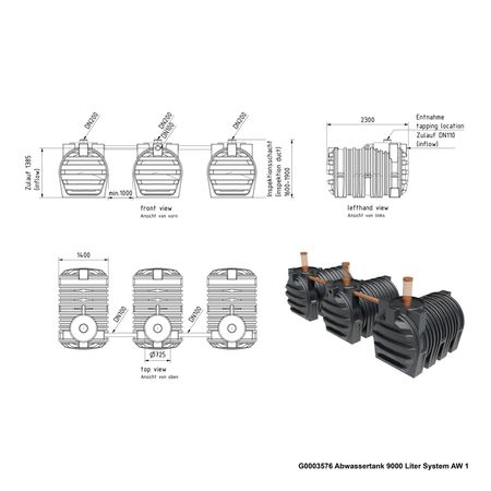 G0003576 Abwassertank 9000 Liter System AW 1 Zeichnung