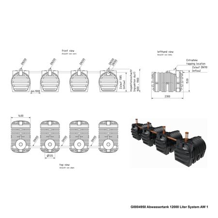 G0004950 Abwassertank 12000 Liter System AW 1 Zeichnung