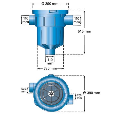 Regenwasserfilter Retentions- und Versickerungsfilter RVF Abmessungen